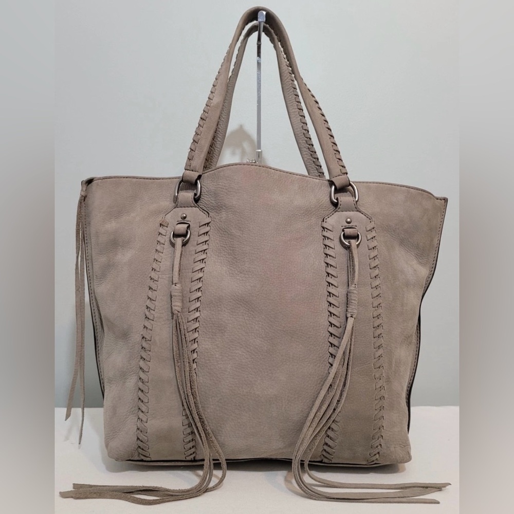 Rebecca Minkoff Darren Whipstitch Tote Bag Taupe Nubuck Leather